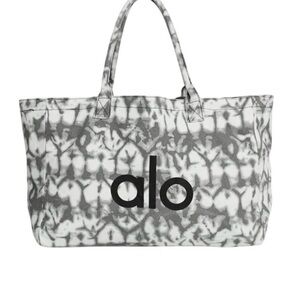 ALO Yoga Gray & White Tie-Dye Canvas Tote